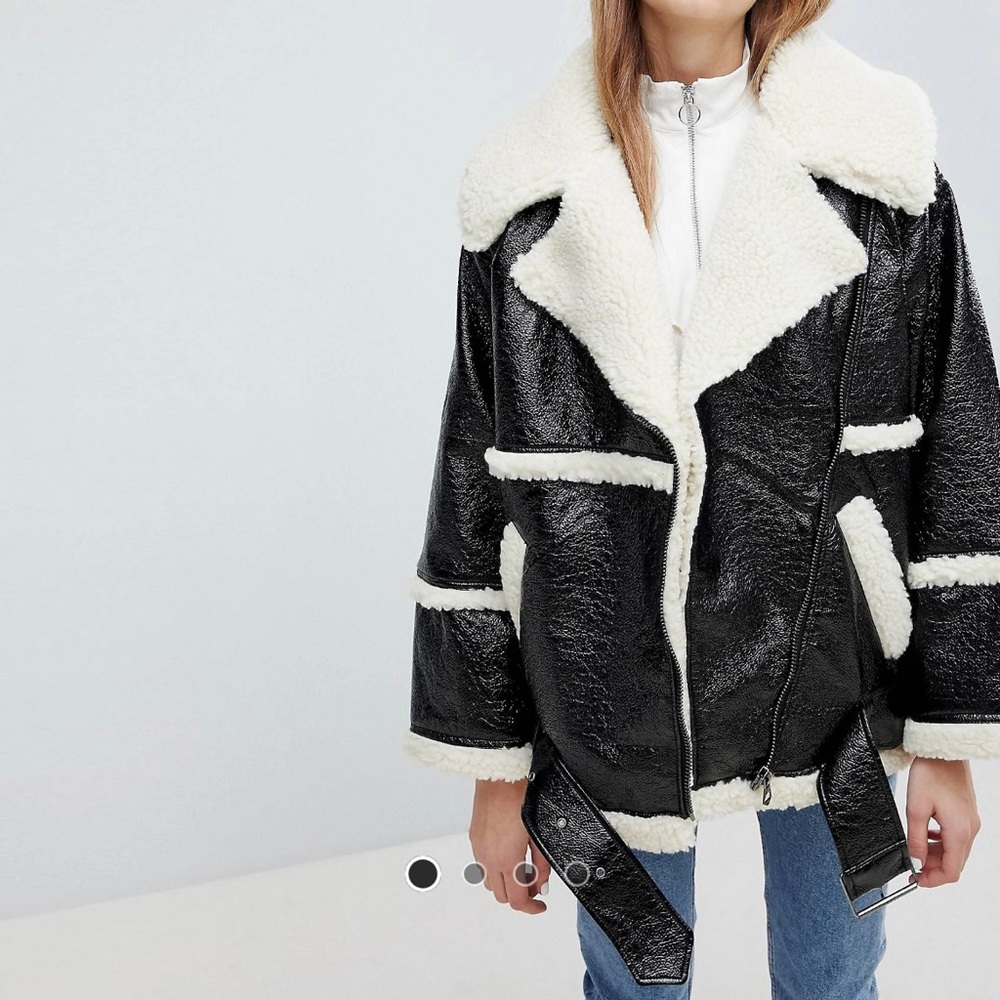 Monki Premium Shearling Aviator Jacket